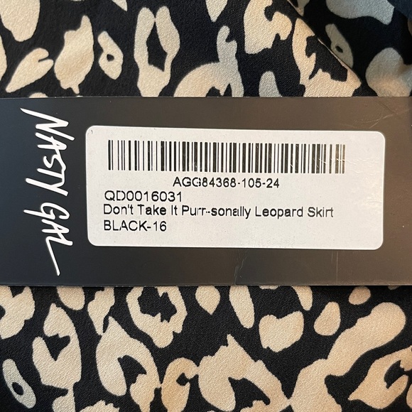NWT Nasty Gal Leopard Waterfall Ruffle Trim Skirt, black & cream, sz.US/12 - Picture 8 of 8